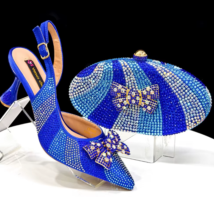 Rhinestone decorated shoes and bags